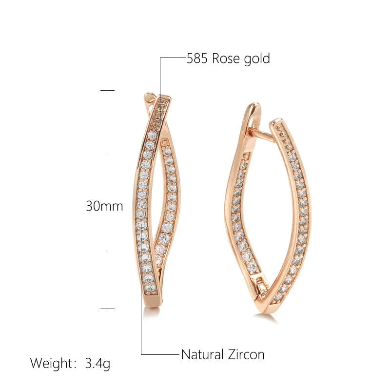 Geometric zircon drop earrings for women in H0493 colour with copper construction