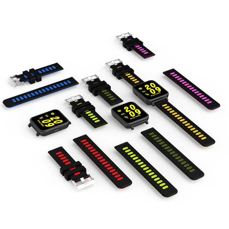 SN10 smart watch with 1.54-inch LCD touchscreen, TPU strap in blue, green, or red, and Bluetooth call support.