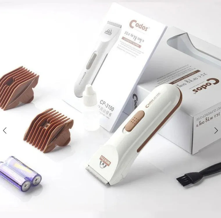 White pet hair clipper with ceramic blade for dog and cat grooming