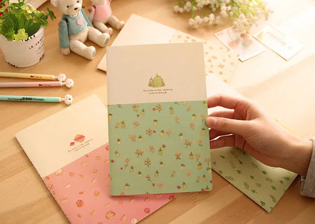 School supplies notebook, 21x14cm portable notebook with broken flowers cover