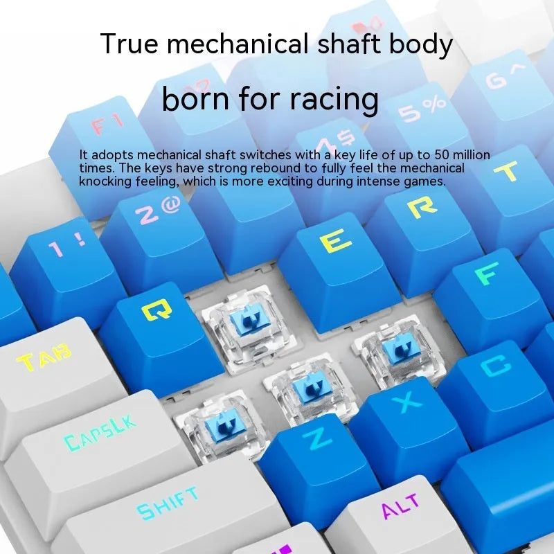 K87 mechanical wired keyboard with metal frame showing choice of green or red switch options