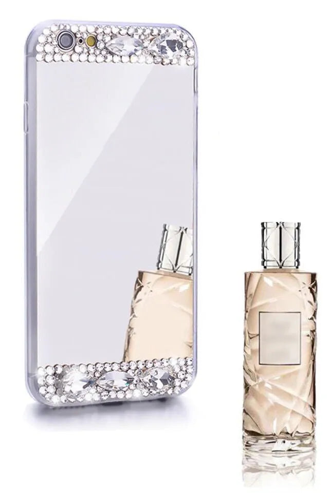 Rhinestone decorated waterproof silicone back cover case for Huawei smartphones in gold colour.