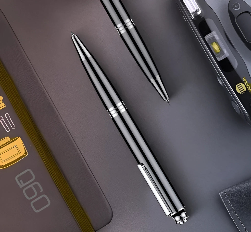 Black USB digital voice recorder pen design with 5-10 metre microphone range