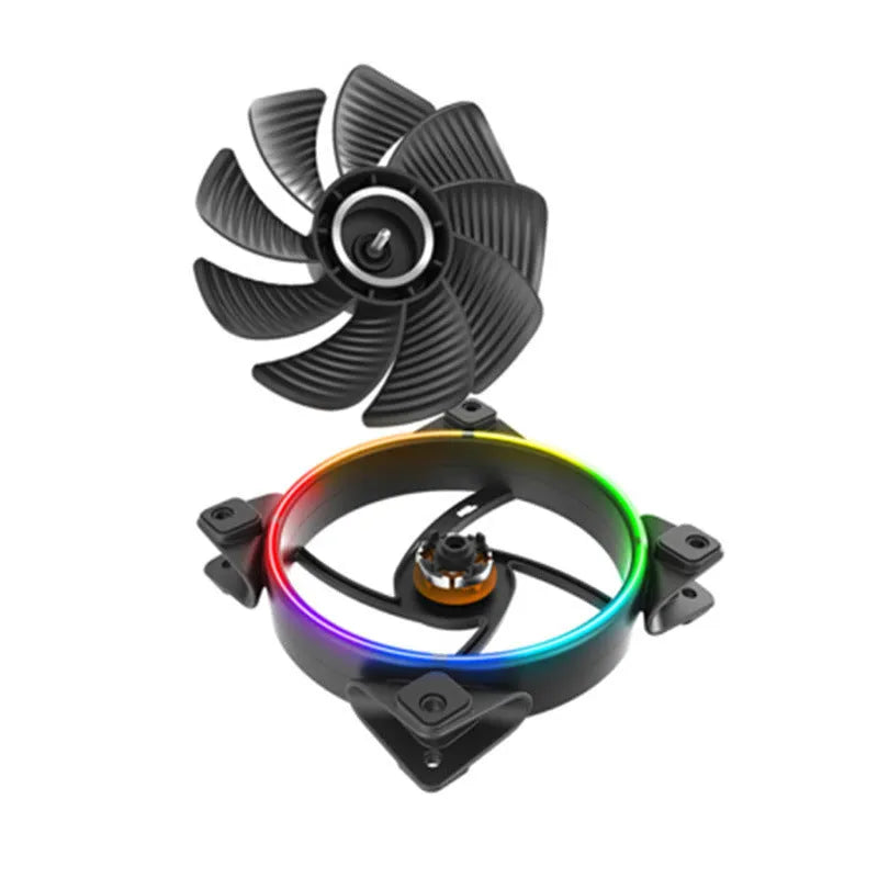 Three black 120mm RGB PC cooling fans with illuminated blades