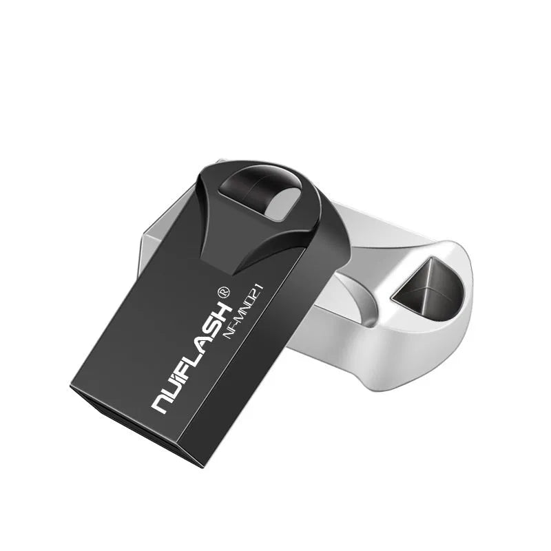 Mini USB flash drive with metal casing, 4GB to 128GB capacity, black or silvery finish