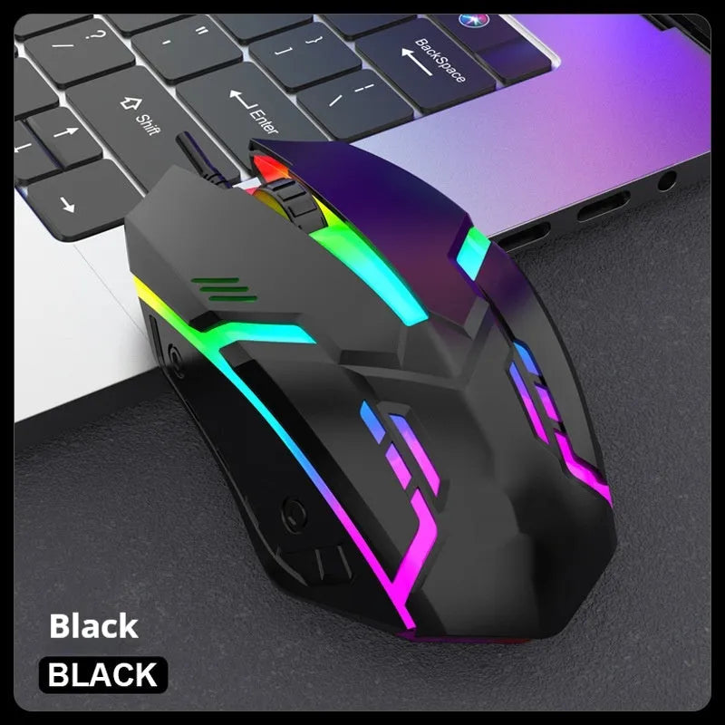 E-sports weighted wired USB mouse in black with large plastic body for desktop gaming