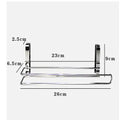 Silver stainless steel kitchen towel rack mounted on cabinet door for paper and towel storage