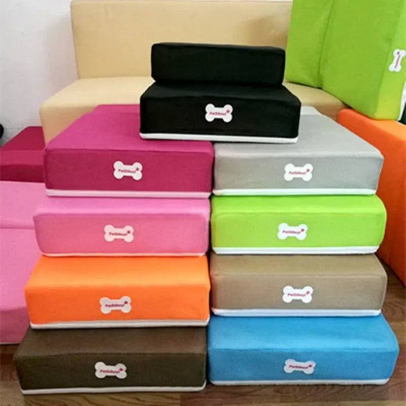 Sponge pet stairs, flat unfoldable, standard 67x40cm or small 50x30cm, 10cm single layer, 20cm stack, various colours.