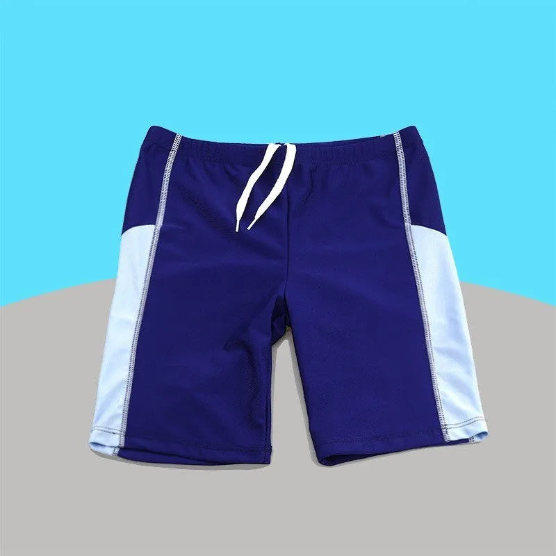 Children's quick-drying polyester swimming trunks for teenagers, high elasticity, sizes L to 5XL, fresh style pattern, one pair.