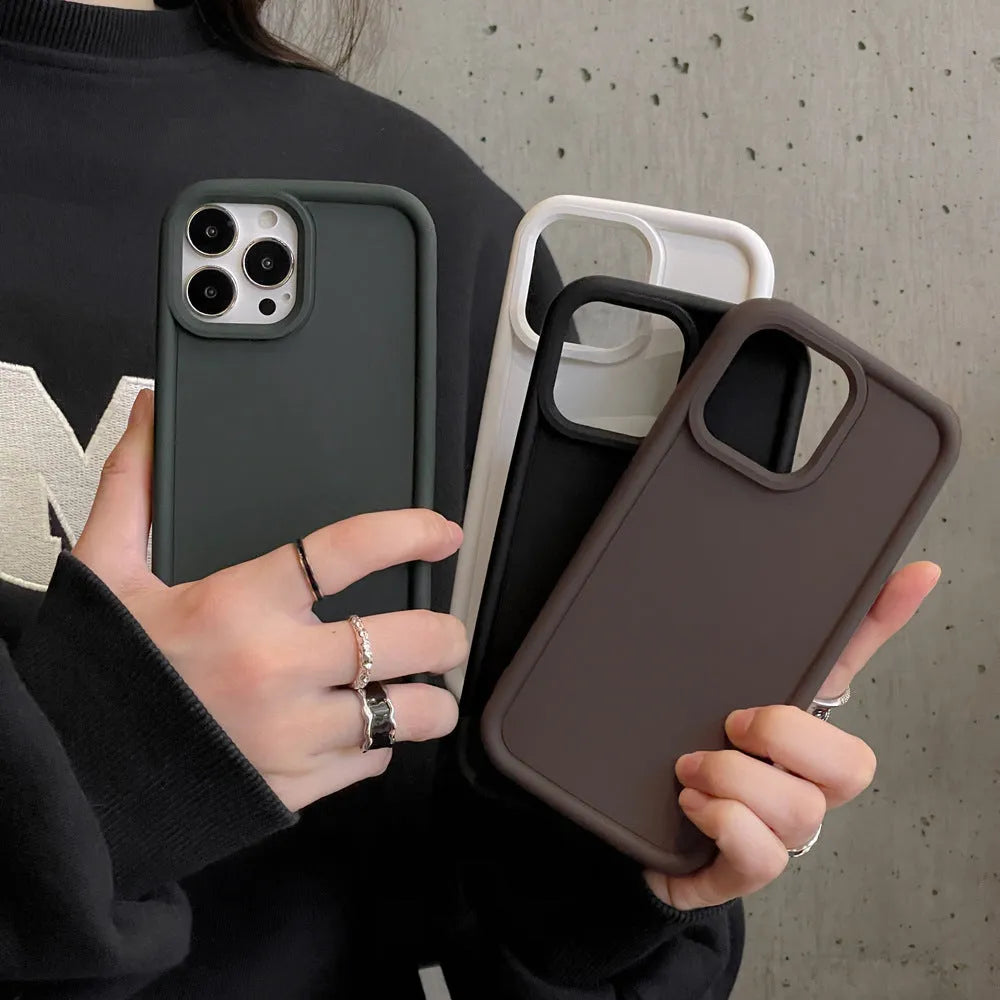 Frosted skin feeling full-cover solid colour TPU phone case for Apple iPhone fall protection