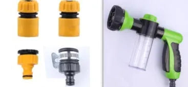Green high-pressure foam spray gun with adjustable nozzle for car washing and garden watering