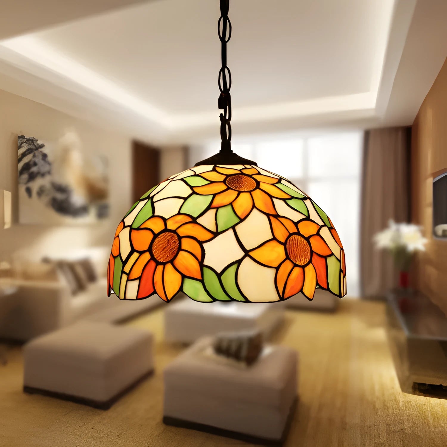 European retro baroque chandelier with coloured glaze finish and abstract modelling