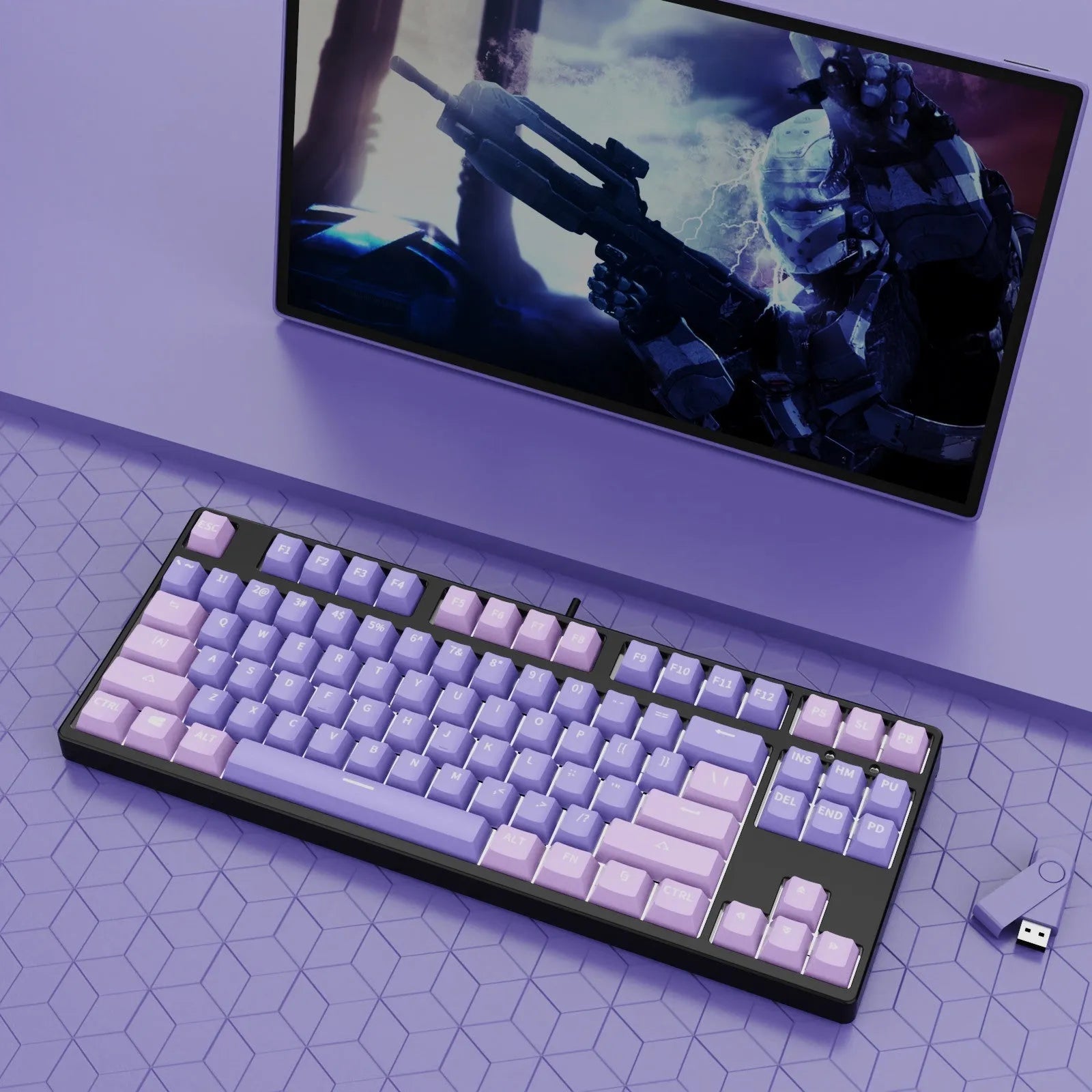 87-key mechanical gaming keyboard with dual-colour backlighting and metal chassis