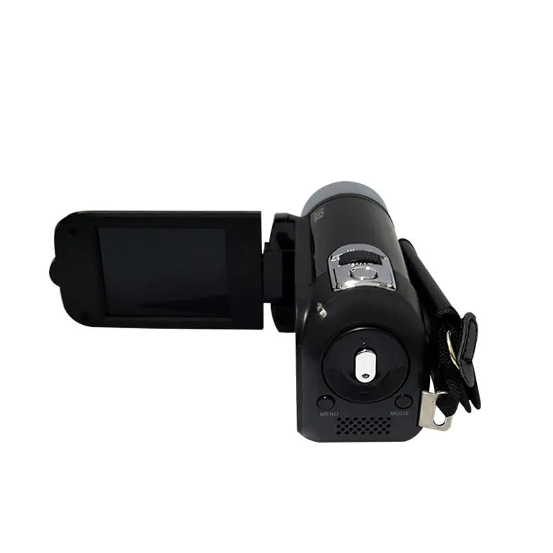 16MP HD digital camera with 2.7-inch screen, 16x zoom, shown in black, white or red, compact 13x7x11cm body