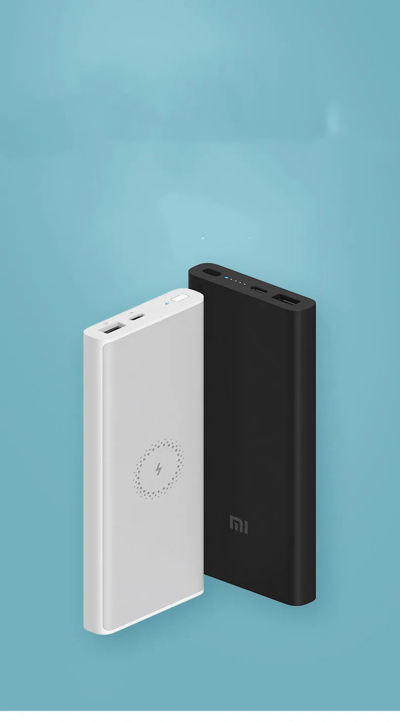 Black and white large capacity 10000 mAh power bank with USB Type-C port.
