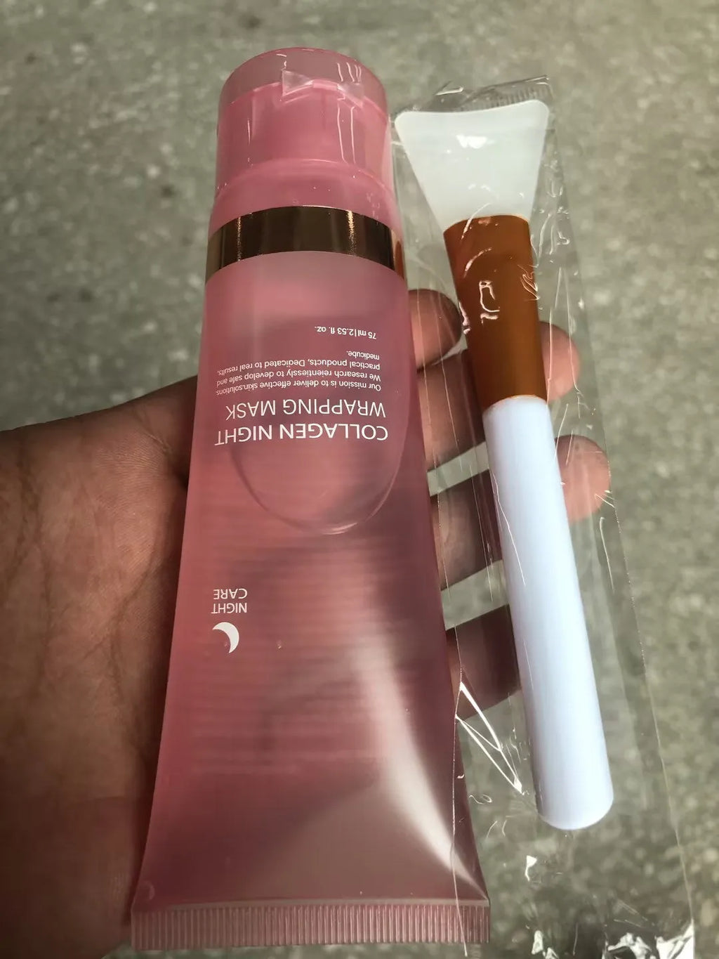 75ml collagen night face mask bottle with application brush for overnight skincare