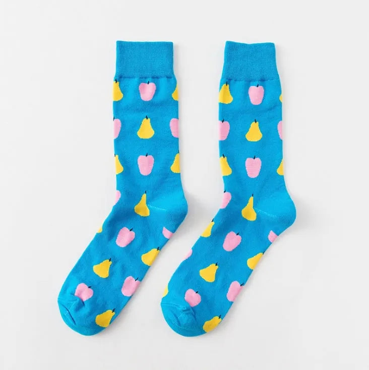 Happy fruit banana print tube socks for men women high-density cotton one size 39-43 colour options