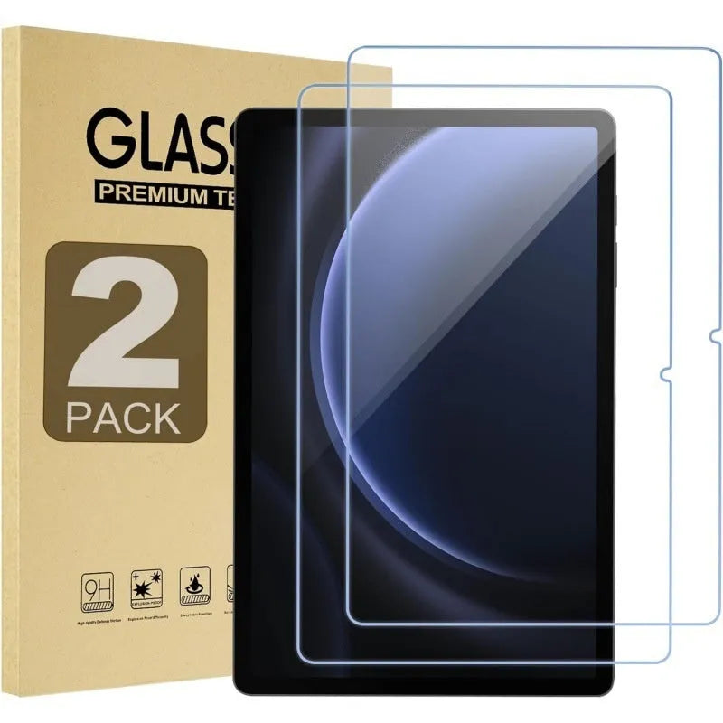Samsung Galaxy tablet with a clear tempered glass screen protector applied, showing HD clarity.