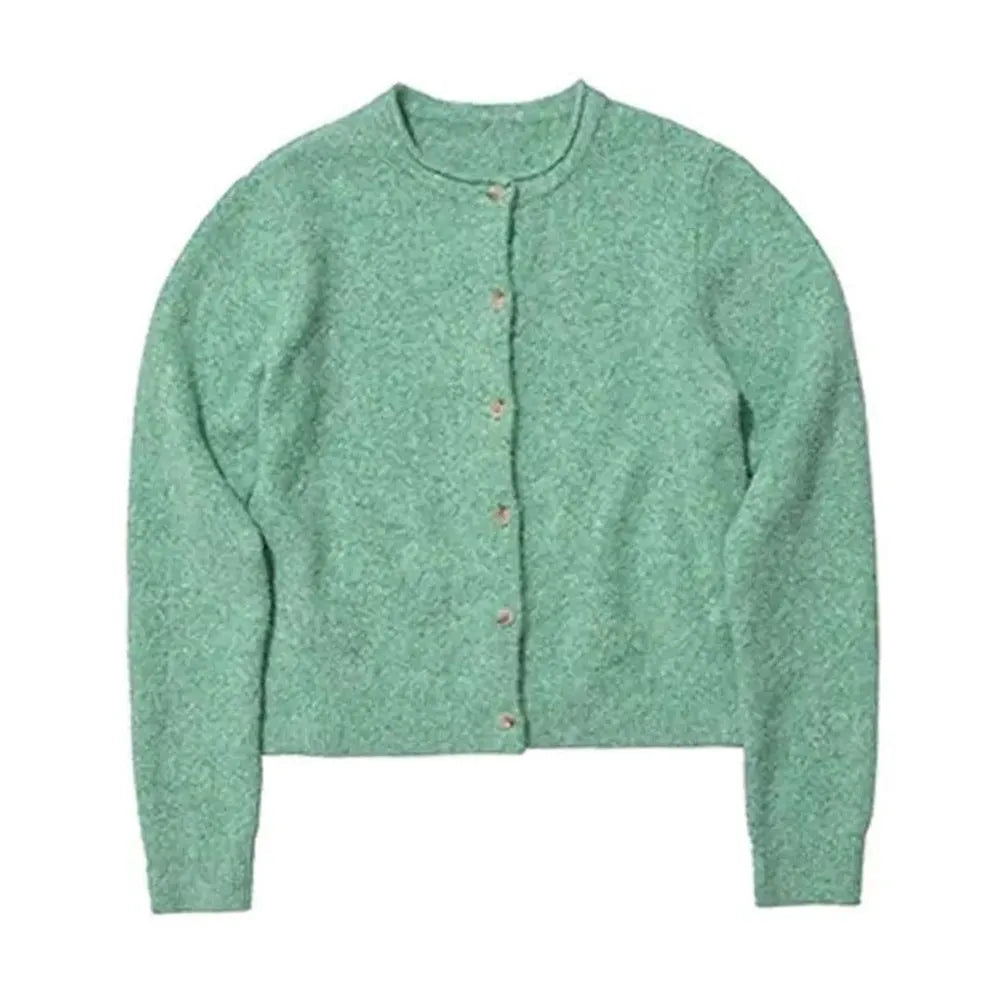 Loose cardigan top for women with splicing details in polyester knit fabric, free size, long sleeves