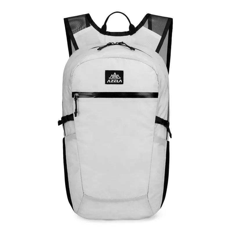 AZELA lightweight lime green backpack with multiple pockets and mesh straps on a plain background