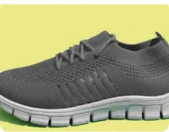 Ladies casual flat shoes in beige with breathable mesh upper, round toe, and front lace closure.