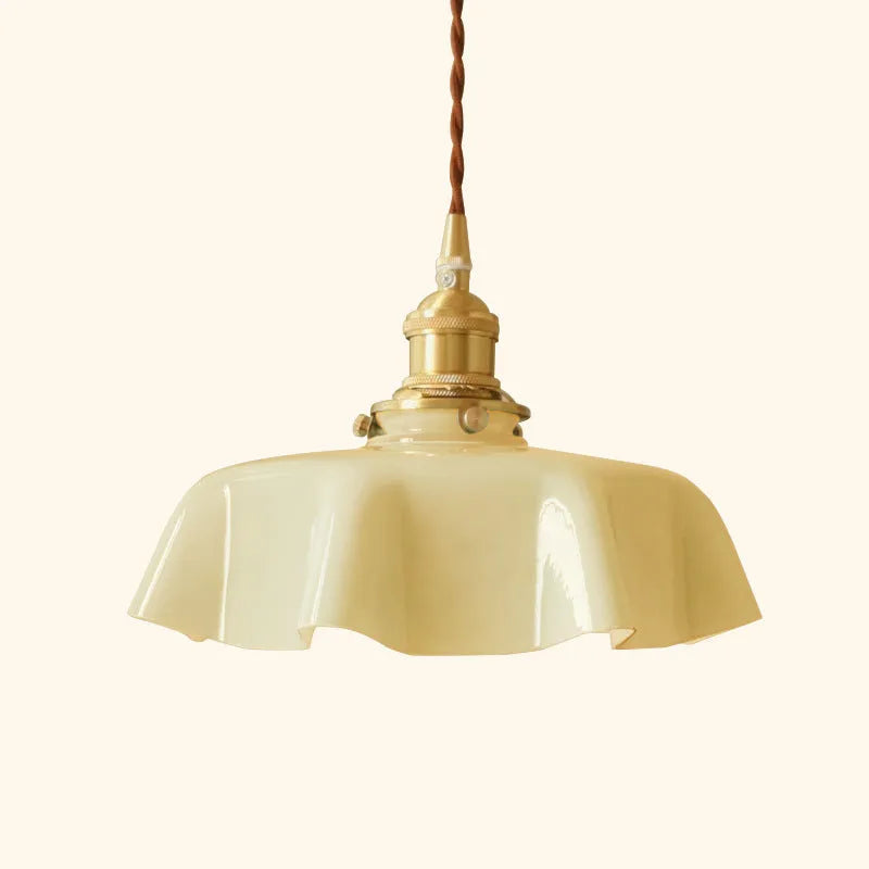 Medieval brass flower bud French chandelier with glass body and adjustable chain in light blue colour option