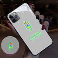 Compatible Apple iPhone LED phone case with tempered glass back glowing with pink and purple lights