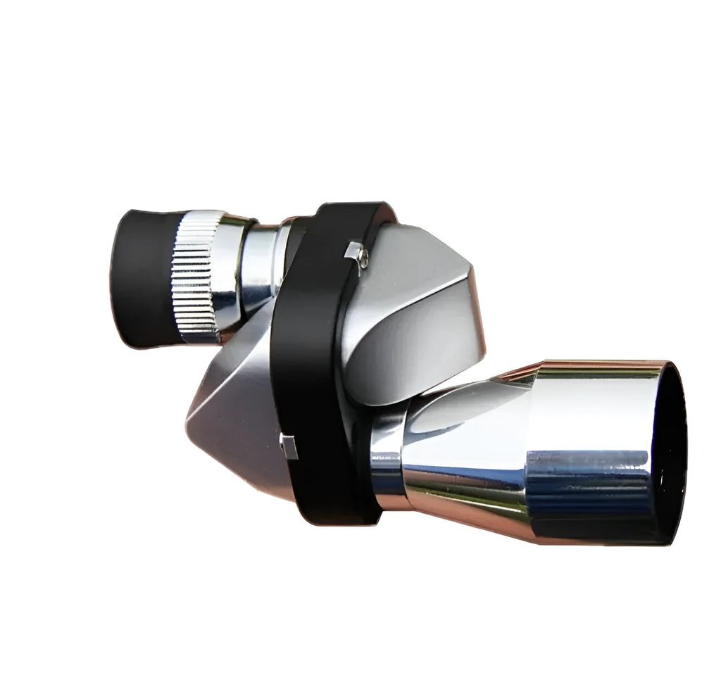 Compact aluminium 8x20 monocular telescope with blue lens coating, shown with canvas carrying bag and lens cloth