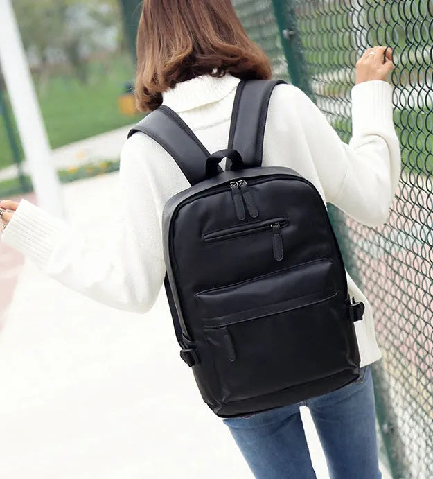 PU men's casual shoulder bag square vertical section black colour with stitching details and double strap