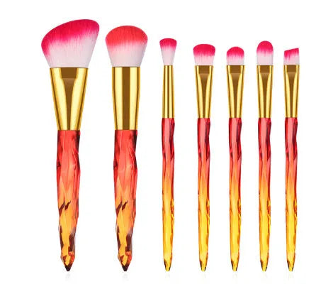 10 clear crystal diamond foundation brushes with artificial fibre bristles in four colour options