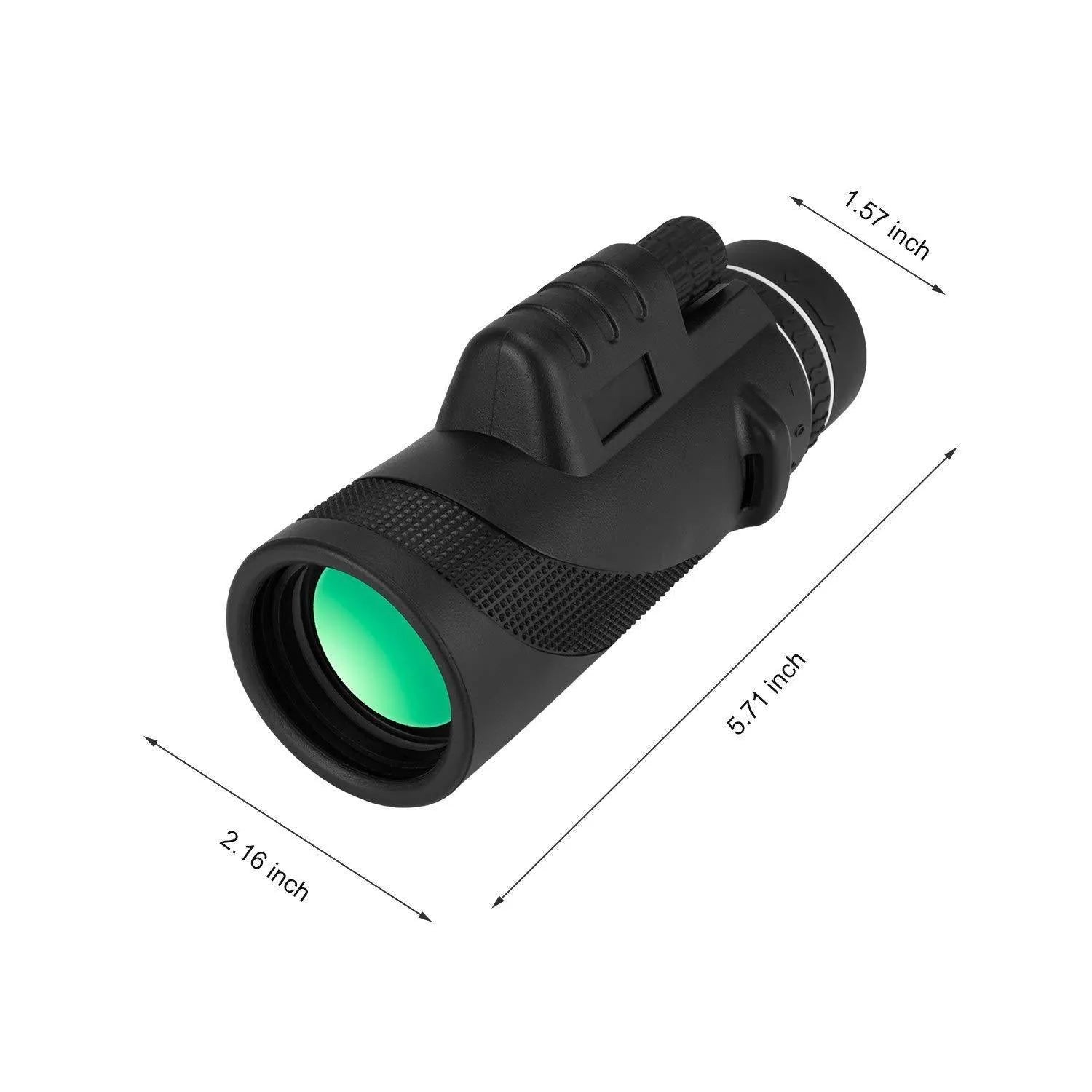 Black HD 40x60 monocular telescope for smartphones shown with lens details.