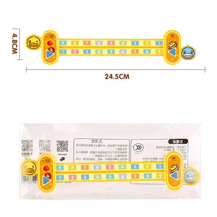 Yellow plastic children's digital decomposition ruler measuring 24.5cm for educational maths use