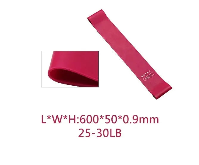 Five-piece pink gradient latex yoga tension band set, each band 600 x 50 mm, pull values 3-5lb to 35-40lb