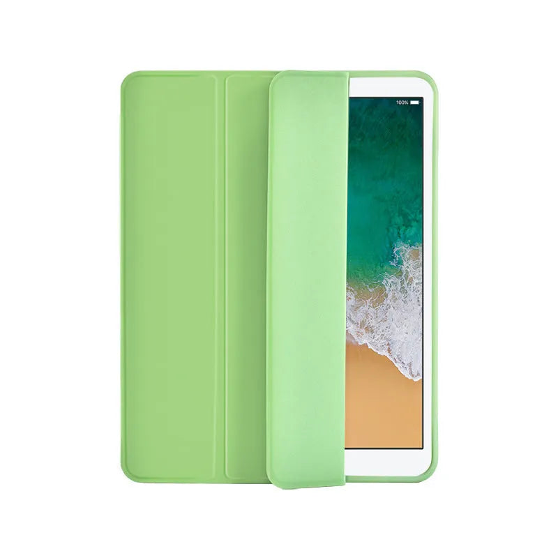 Leather tablet case with magnetic double-sided clip in clamshell style available in multiple colours