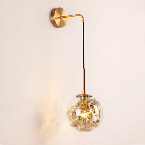 Modern simple glass wall-mounted bedside lamp in golden or silver finish.