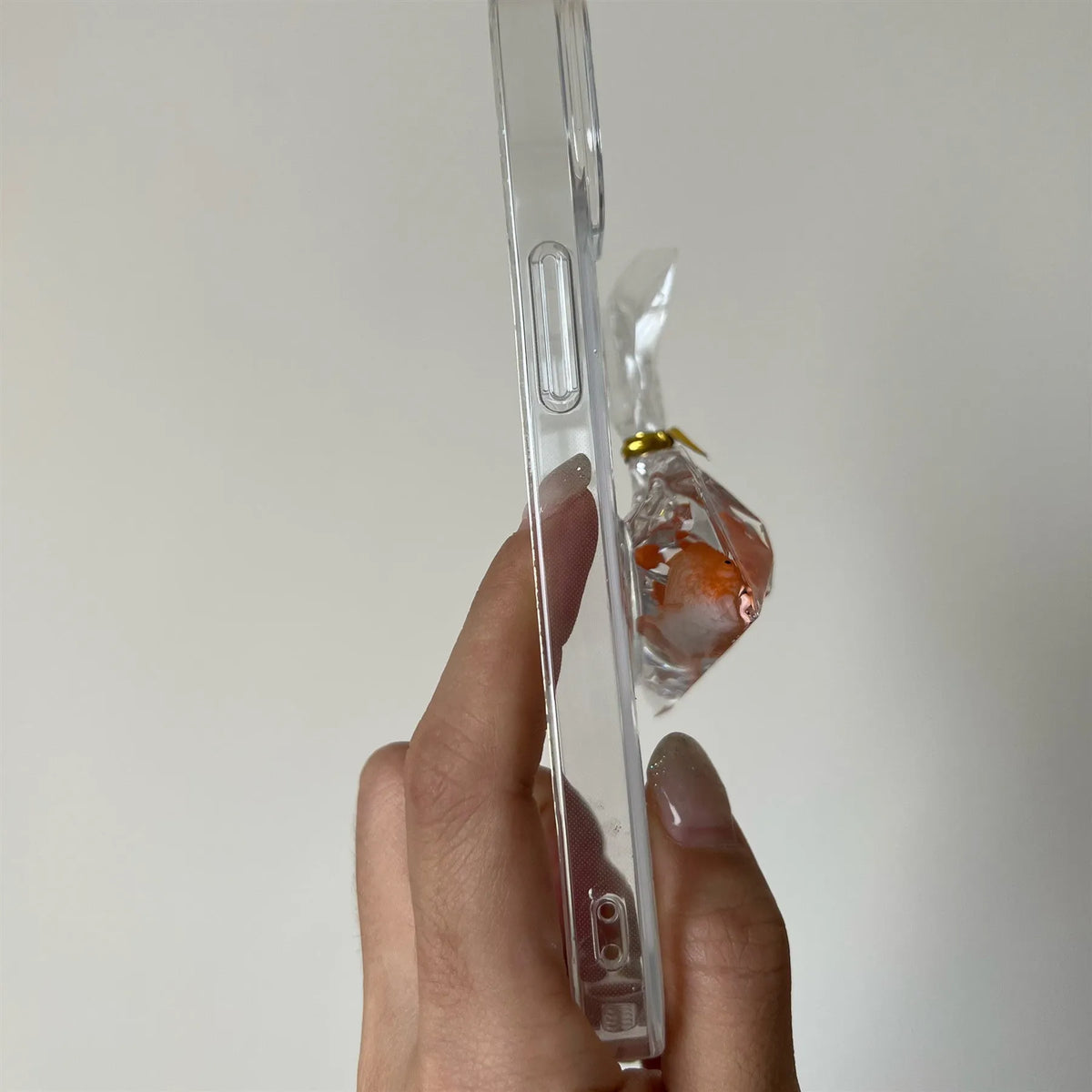 Transparent phone case with three-dimensional fish water bag cartoon design for iPhone