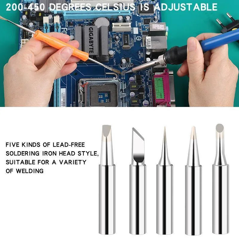 Adjustable temperature soldering iron pen tool kit 60W ceramic core 200-550°C pointed tip