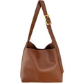 Ladies' shoulder bag with swing thread details in soft PU material showing black and brown colour options