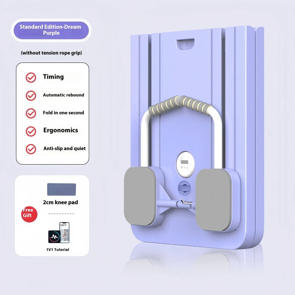 Multi-functional fitness board with automatic rebound abdominal wheel in purple, 106x41x7cm PP board for home exercise