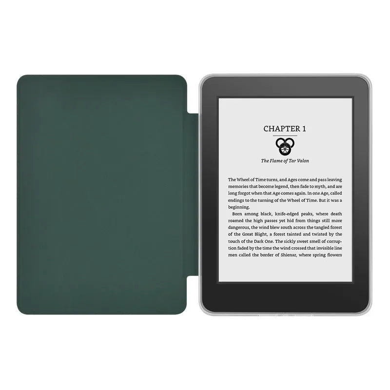 Magnetic acrylic protection cover for Kindle Paperwhite in dark night green with flip design and fall protection