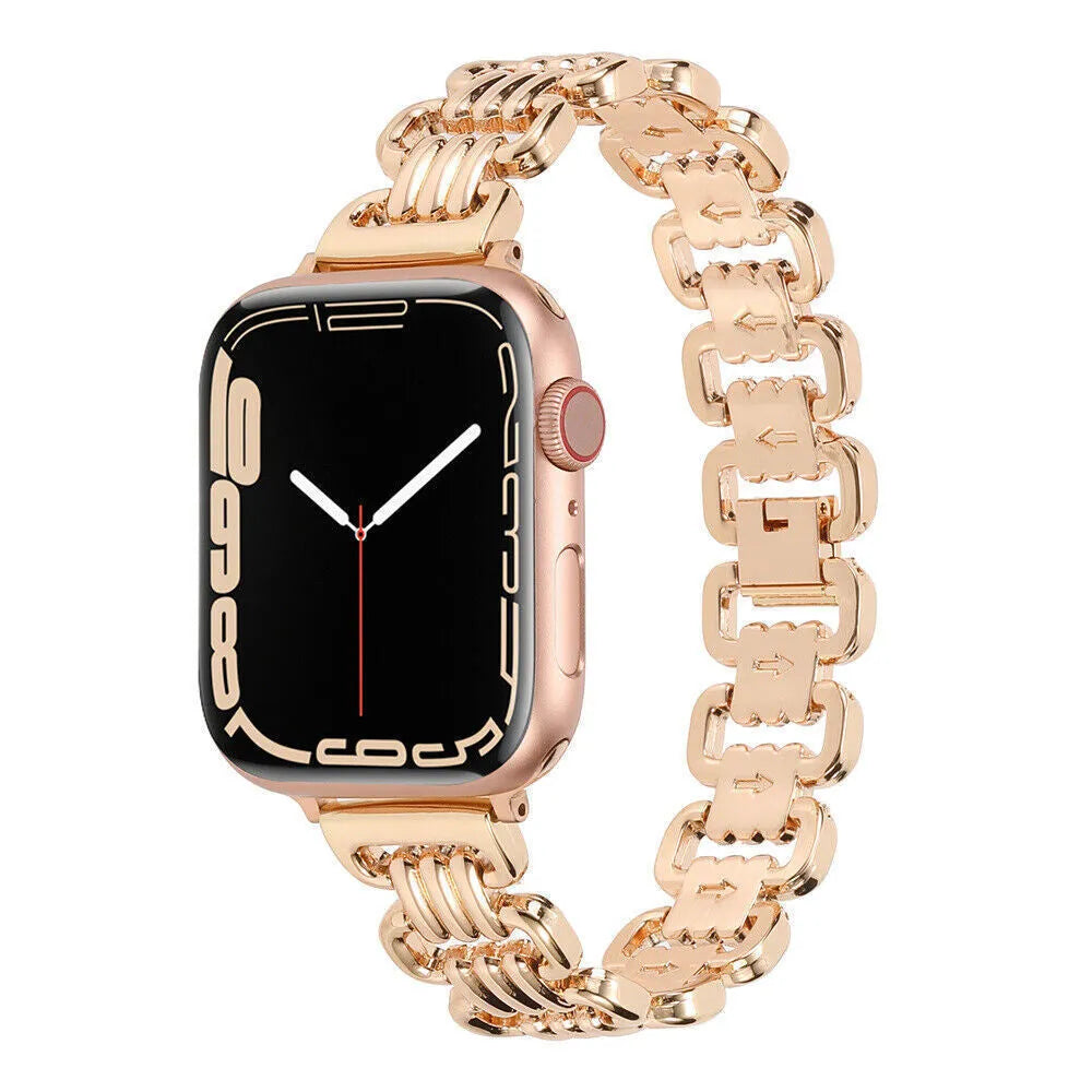 Alloy metal ladies watch bracelet for Apple Watch in silver, black, gold, rose gold and starlight colours