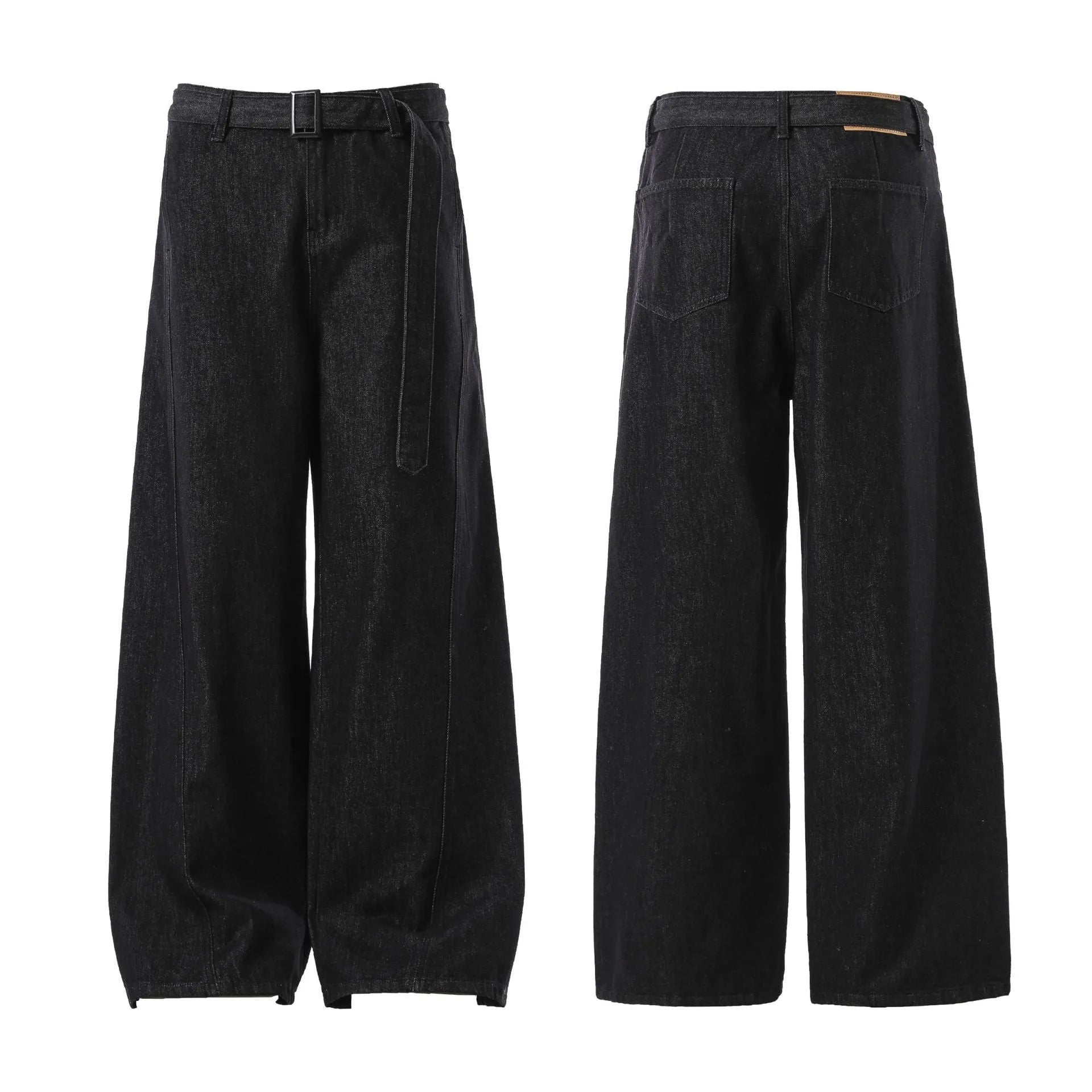 Black women's high-waist straight leg jeans with a zip fly, shown in an American retro style.