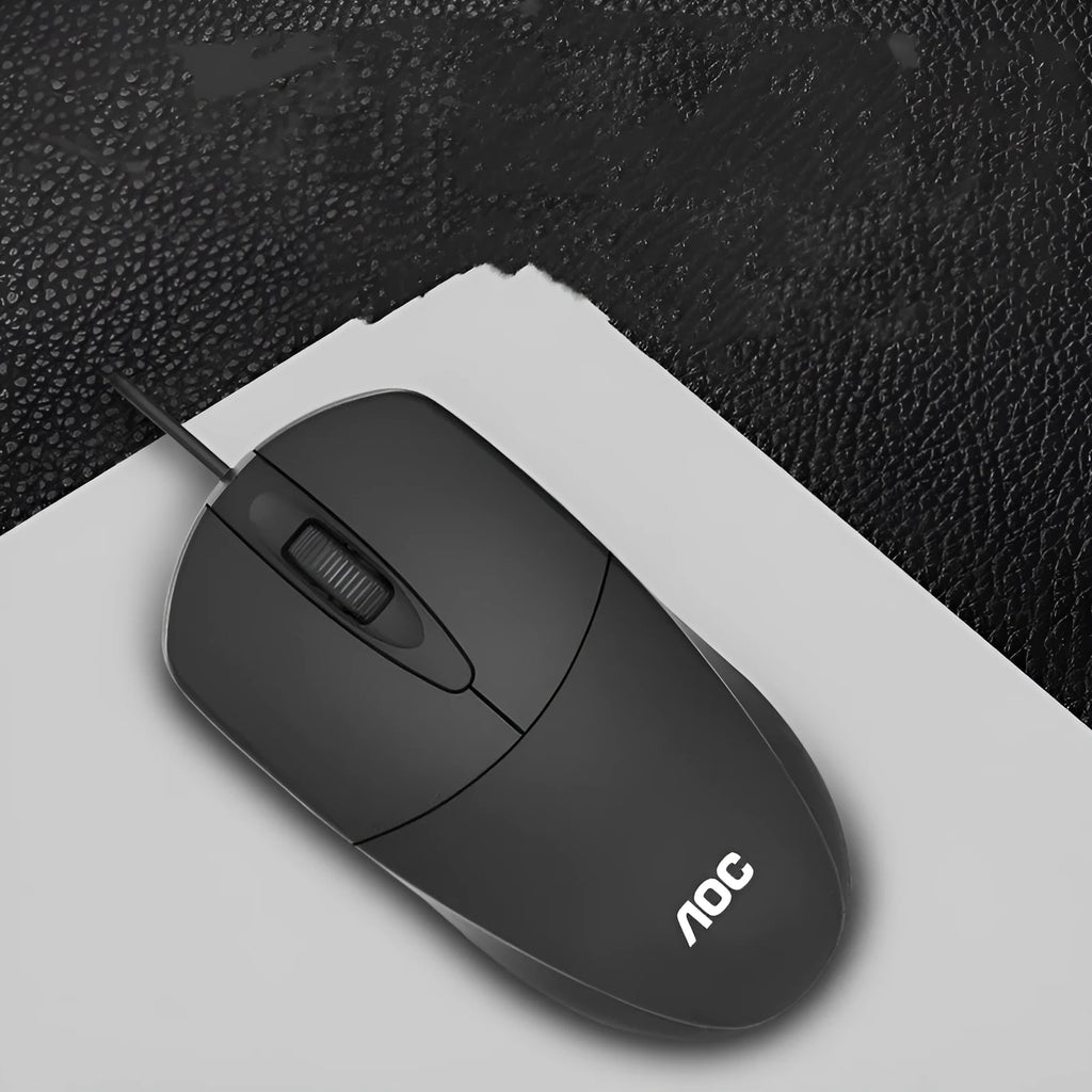 AOC-MS121 wired USB photoelectric mouse in black colour for desktop and laptop computers