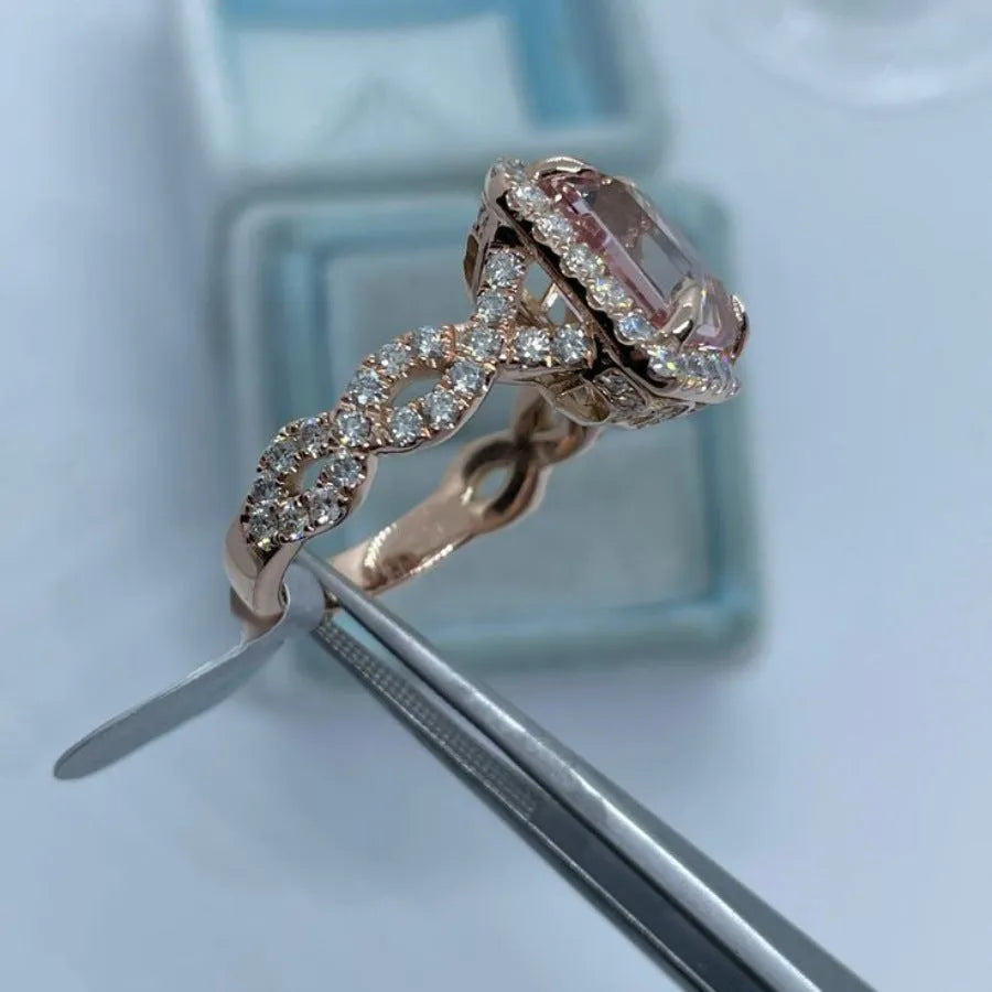Geometric rose gold alloy fashion ring showing clean lines and electroplated finish