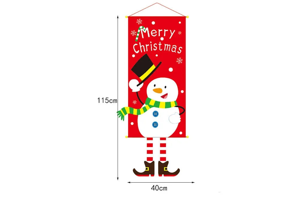 Christmas cloth poster featuring Santa Claus design, measuring 115x40cm, for window decoration