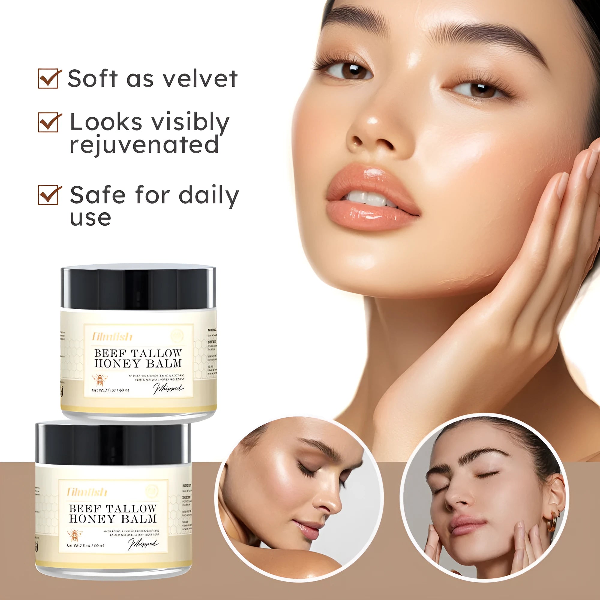 Honey moisturising body cream in 60ml jar with standard specification packaging
