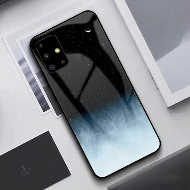 Silicone phone case for Samsung and iPhone in black and navy blue, protective shell, simple style