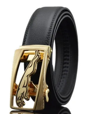 Men's automatic buckle leather belt in cowhide with 3.5cm width