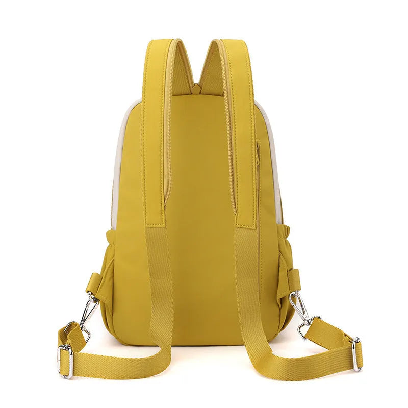 Women's contrast colour Oxford cloth backpack with soft construction, three-dimensional pocket and zipper changing bag