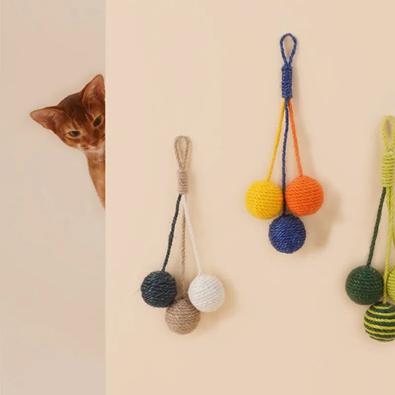Blue, green, and multi-colour cat toy set with a teaser stick, catnip balls, and a wand.